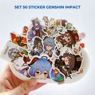 Bộ 50 Hình dán Sticker Genshin Impact chống thấm nước dùng trang trí làm quà tặng