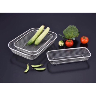 Rổ lưới inox đa năng-Rổ lưới chữ nhật inox sáng bóng dày đẹp nhiều kích cỡ