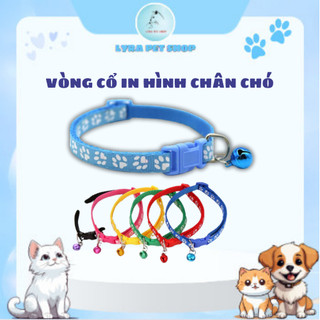 Vòng cổ chó mèo, vòng cổ chuông chó mèo in hình chân chó mèo