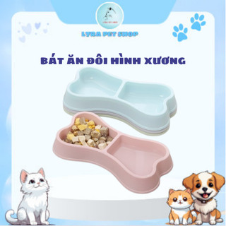 Bát ăn đôi chó mèo, bát xương đôi đựng thức ăn chó mèo, Chén ăn đôi cho chó mèo