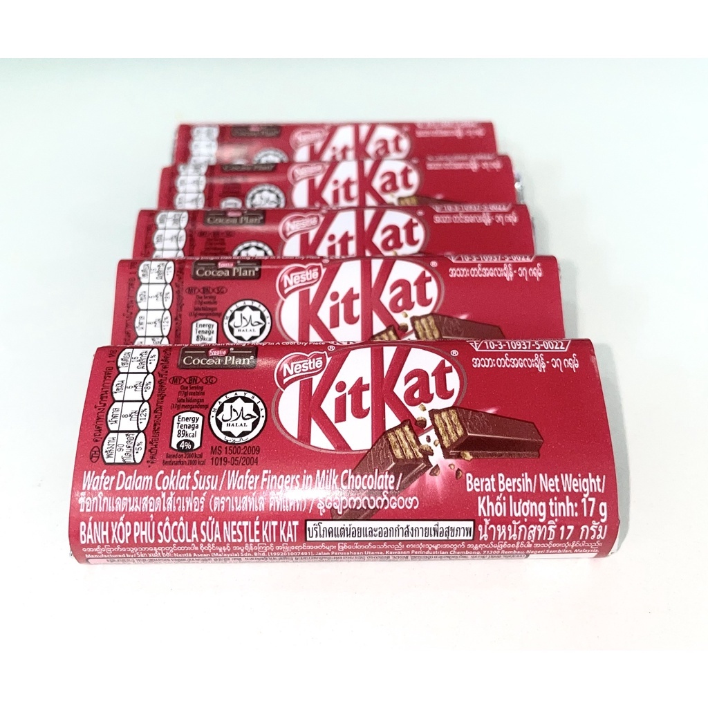 [Combo 5 Thanh] Bánh Xốp Phủ Sôcôla Sữa Nestlé Kitkat Thái Lan (5 Thanh x 17g)