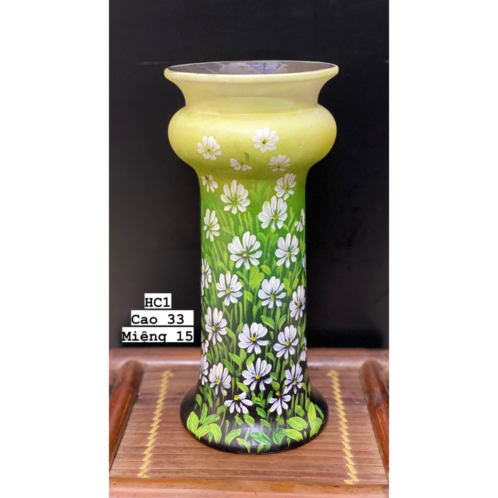 Bình gốm Bát Tràng vẽ tay thủ công HOA CÚC GM02