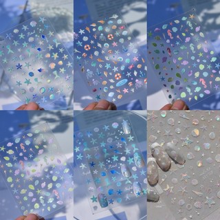 Sticker dán móng hình sao biển, charm vỏ sò, khuôn vỏ sò
