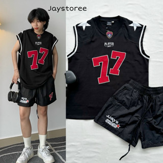 TANKTOP JAY77 - Áo thun Ba Lỗ Thể thao đắp nổi số 77 màu ĐEN/NÂU/COBAN Nam Nữ Unisex Form rộng vải Cotton - JAYSTOREE