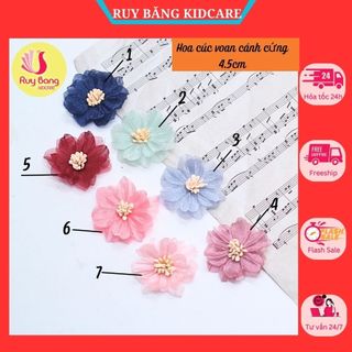 Hoa cài áo/ Hoa voan/ Hoa cúc voan cánh cứng 4.5cm dùng làm hoa cài áo, phụ kiện may mặc, hoa kẹp tóc..H2461
