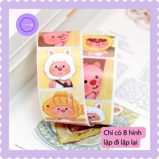 Cuộn sticker hình dán 500 tem hình Loopy dễ thương purpleheartbora