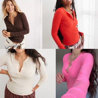 Áo thun nữ AERIE thun gân tăm vnxk