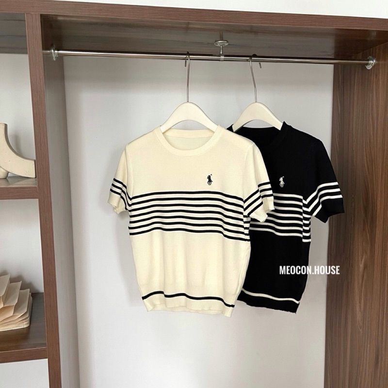 Áo Thun Nữ Cổ Tròn Sọc Dệt Kim Thêu Hình Ngựa Phong Cách Trẻ Trung Hàn Quốc_A1K13 | BigBuy360 - bigbuy360.vn