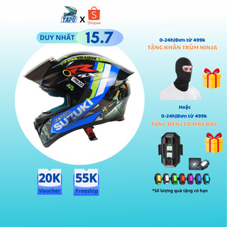 [FREESHIP] MŨ BẢO HIỂM FULLFACE ROC 1 KÍNH - ROYAL M138B LÊN TEM SUZUKI XANH - Tapu Shop