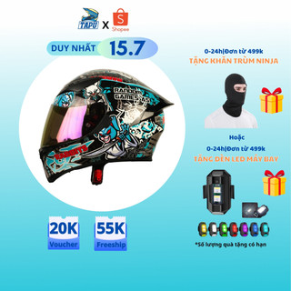 [Tặng Khăn trùm ninja] MŨ BẢO HIỂM FULLFACE 1 KÍNH ROYAL M138B LÊN TEM THỎ RAPID - Tapu Shop