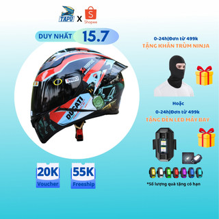 MŨ BẢO HIỂM FULLFACE ROC 1 KÍNH - ROYAL M138B LÊN TEM DUCATI ( TEM ĐỘC QUYỀN )
