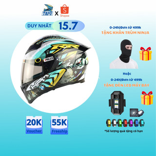 [FREESHIP] MŨ BẢO HIỂM FULLFACE 1 KÍNH ROYAL M138B LÊN TEM BMW HP4 XANH MINT - Tapu Shop