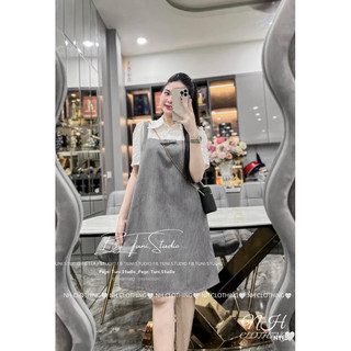 Váy kẻ phối sơmi sm