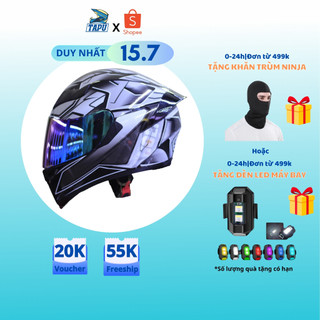 [Tặng khăn ninja] Mũ Bảo hiểm Fullface Royal M138B lên tem shoei bạc Size M,L,XL - Tapu Shop