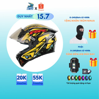 [FREE SHIP] MŨ BẢO HIỂM FULLFACE ROC 1 KÍNH - ROYAL M138B LÊN TEM BMW VÀNG - Tapu Shop