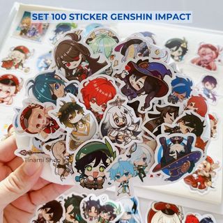 Bộ 100 / 50 Sticker nhân vật game Genshin Impact dễ thương hình dán trang trí làm sưu tầm
