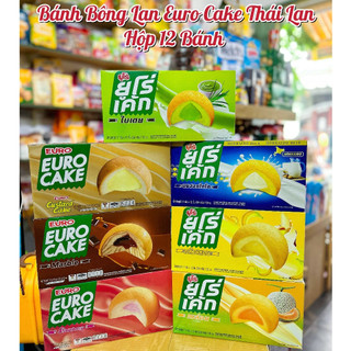 Bánh trứng thái euro cake vị trứng/ vị dâu/ vị chuối/ vị socola/ dưa lưới/ lá dứa/ vị sữa - hộp 12 bánh