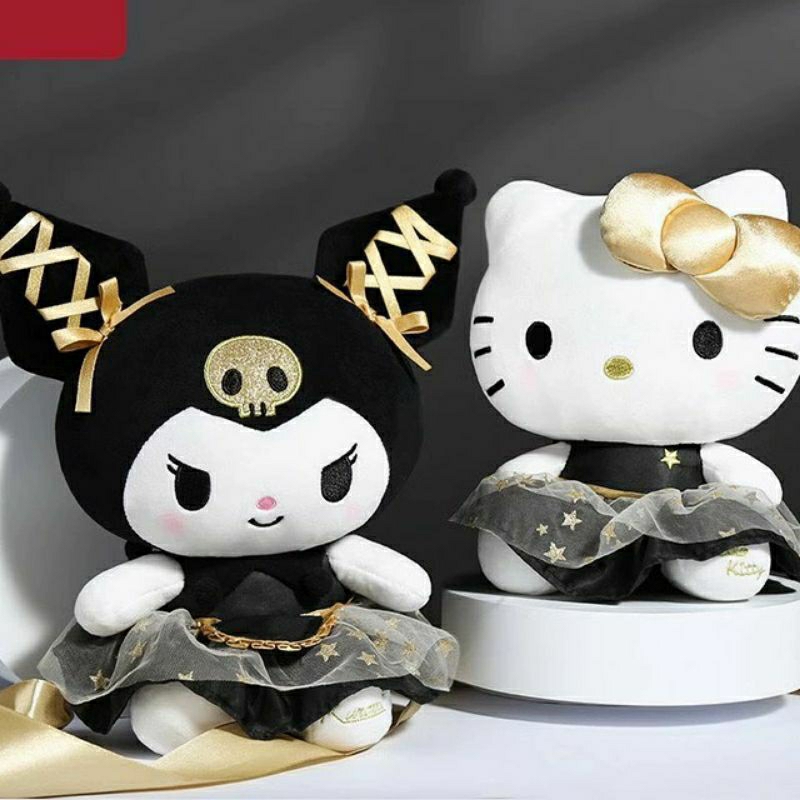 Gấu Bông Thú Nhồi Bông Gấu Nhồi Bông Kurumi và Helokitty Màu Đen Huyền Bí Gấu Cao 25CM