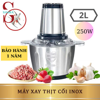 Máy xay thịt, máy xay đa năng cối 2l inox cầm tay 2 chế độ 4 lưỡi dao siêu bền - cối xay thịt cá