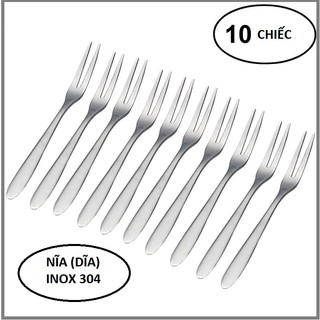 Combo 10 chiếc nĩa nhỏ INOX 304 dùng ăn trái cây, bánh mứt (đúng inox 304) Dĩa Nhỏ Ăn Bánh