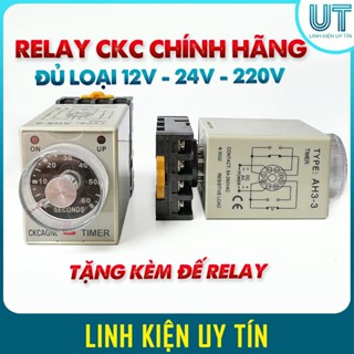 Relay thời gian CKC AH3-3 ( đủ loại 12V, 24V, 220V) TẶNG KÈM ĐẾ - Rơ le timer 1 giây đến 24 giờ, role thời gian CKC AH3