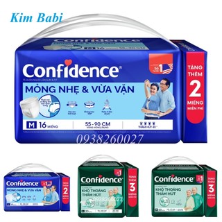 Tã dán/quần người lớn confidence các size m20/l20/m16/l14 miếng tặng miếng