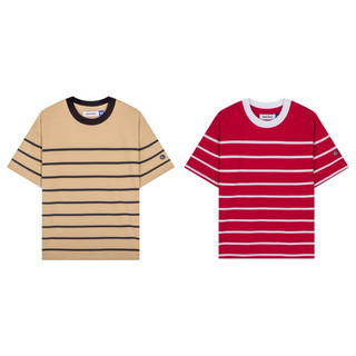 Áo thun sọc cổ tròn unisex tay ngắn form boxy