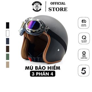 Mũ bảo hiểm 3/4 đầu Sundy Helmet Classic Freesize (54-58cm) kèm kính Phi Công  UV nhiều màu sắc thời trang cá tính