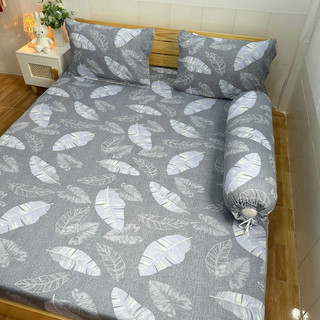 Bộ Ga Thun Hàn Quốc Lá Xám ( 4 món ko mền )