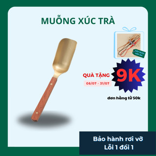 Muỗng xúc trà, thìa múc trà cán gỗ mun đầu đồng