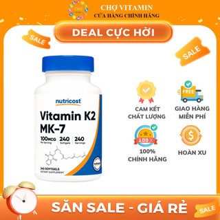 Nutricost vitamin k2 mk-7 100mcg 240 viên softgels - giúp xương chắc khoẻ, giảm nguy cơ loãng xương, bảo vệ tim mạch