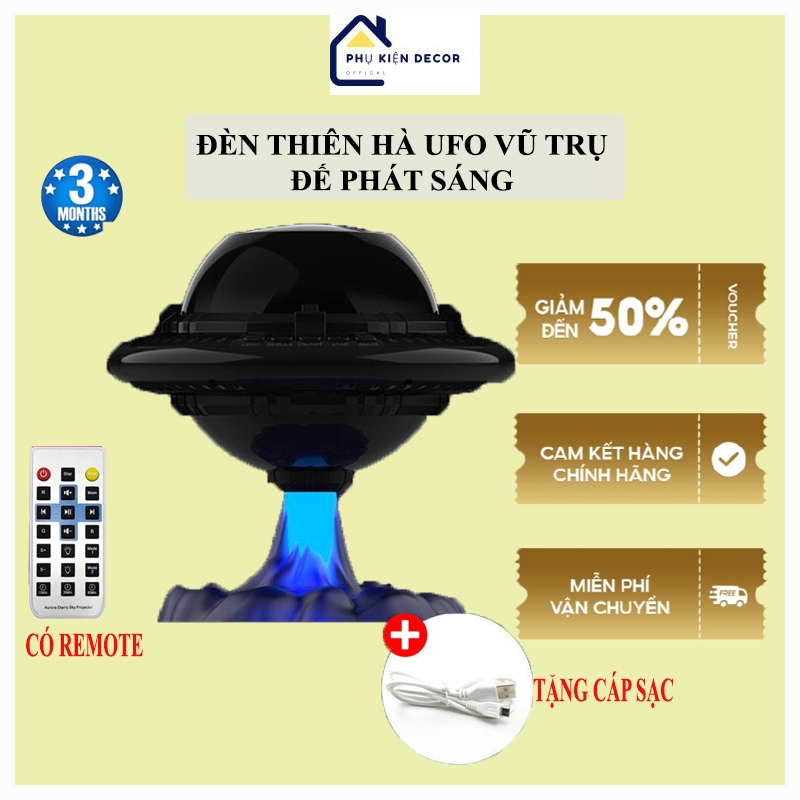 Đèn thiên hà UFO, đèn chiếu sao phi hành gia V2, đèn vũ trụ cực đẹp cực chill có điều khiển từ xa