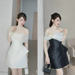 Váy tacta phối tơ đính ngọc trễ vai 550k SM