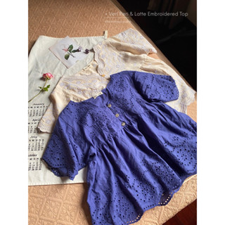 (Sẵn) Áo babydoll thô thêu chất mát mềm mại tôn da mặc đi biển đi chơi cafe VeriPeri & Latte Top