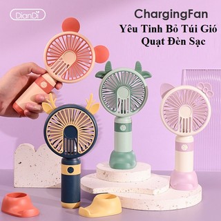 Quạt Cầm Tay Mini Minifan 3 Tốc Độ Gió Pin Sạc Tích Điện Kèm Dây Đeo Và Chân Để Bàn