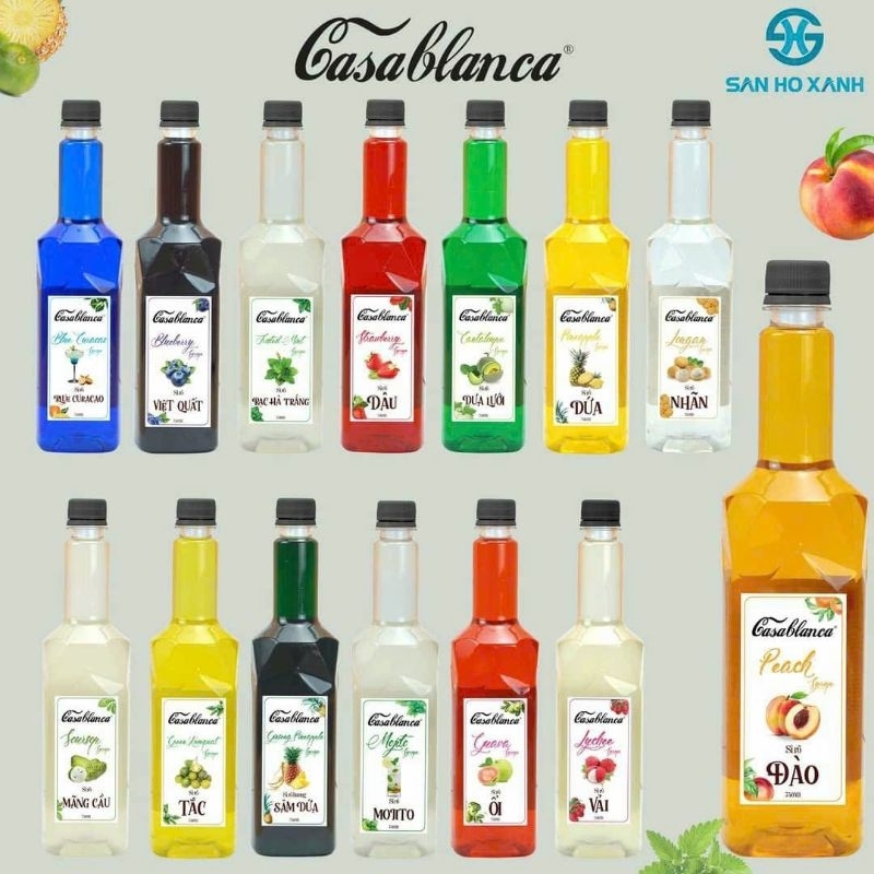 Siro Casablanca 750ml - Syrup Pha Chế - Siro Đào, Siro Dâu, Siro Vải - Casa Đào, Casa Dâu, Siro Casa