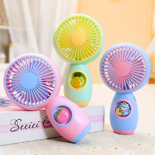 Quạt mini tích điện cầm tay  2 chế độ hàn quốc siêu xinh mát dùng 2-4h tích điện kèm pin sạc