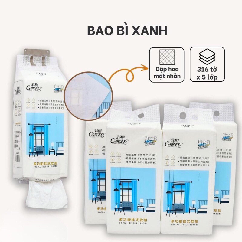 Giấy Ăn Rút Treo Tường Nội Địa Trung CAITONG ( bản 1580 tờ rút dễ dàng tiện dụng )