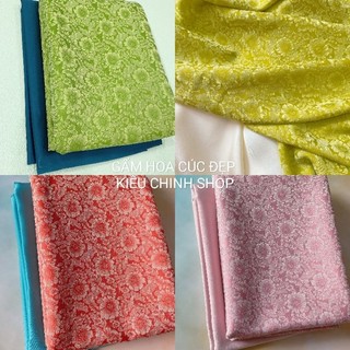 [VẢI ÁO DÀI] GẤM LỤA HOA CÚC ĐẸP KHỔ 1M55