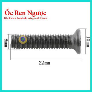Ốc ren ngược 6mm sử dụng cho đầu khoan 13mm autolock, đầu khoan măng ranh 13mm hoặc đầu nhựa 13mm