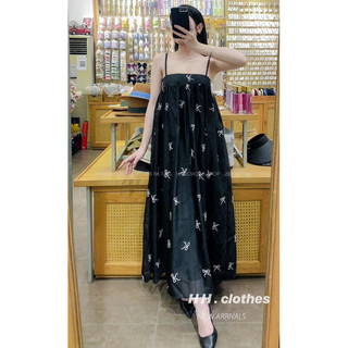 Váy 2s tơ thêu nơ dáng dài hh • melanie boutique