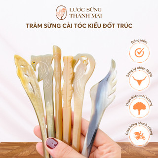 Trâm sừng cài tóc kiểu đốt trúc mỹ nghệ | lược sừng thanh mai