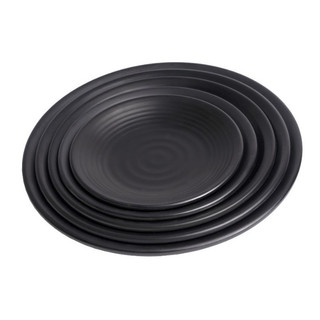 Dĩa tròn gân nhiều size nhựa Melamine nhám đen