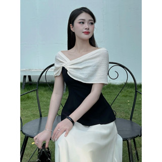 Áo trễ vai nữ kiểu tiểu thư áo trễ thiết kế hở vai tiểu thư thanh lịch tôn dáng cao cấp by Cobe.Official Emmi Shirt