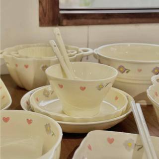 [Lẻ] Set bát đĩa Amelia, họa tiết hoa cỏ cute, dễ thượng, xinh xắn, nhẹ nhàng, chất liệu sứ tráng men cao cấp