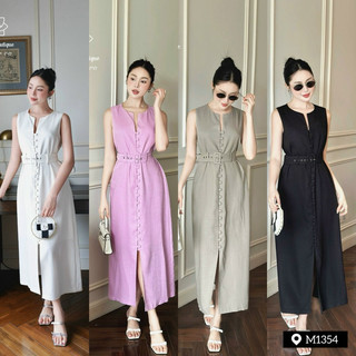 Váy linen khuy kèm đai (1354) Size : S | M | L 570k