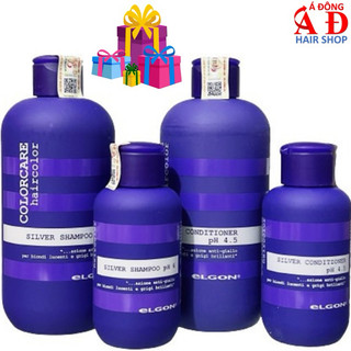 Bộ dầu gội xả khử vàng Elgon Silver Color Care cho tóc trắng bạch kim 300mlx2