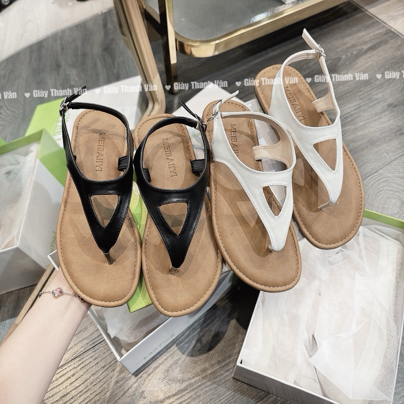 Giày sandan kẹp ngón mũi tròn da mềm(S0065)