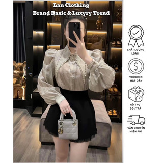 Sét Áo Tơ Phối Cổ Đá Mix Quần Siêu Xinh ,váy dự tiệc sang chảnh,  hàng thiết kế cao cấp