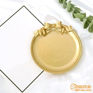 Đĩa nơ mạ vàng đĩa nhựa decor mâm cúng hiện đại